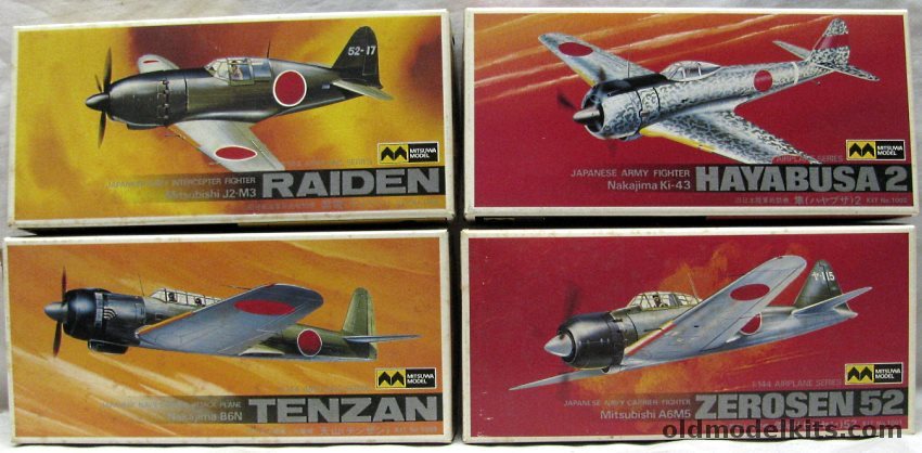 Mitsuwa 1/144 B6N Tenzan / Ki-43 Hayabusa 2 / A6M5 Zero Type 52 / J2M3 Raiden Jack plastic model kit